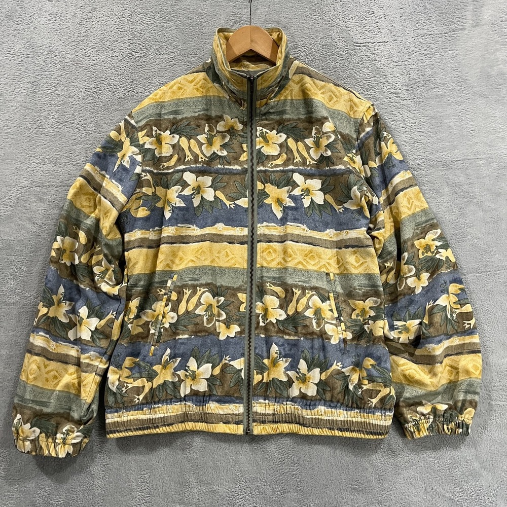 Drapers And Damons Jacket Women L Silk Floral Print Boho Vintage‎ Retro Aztec